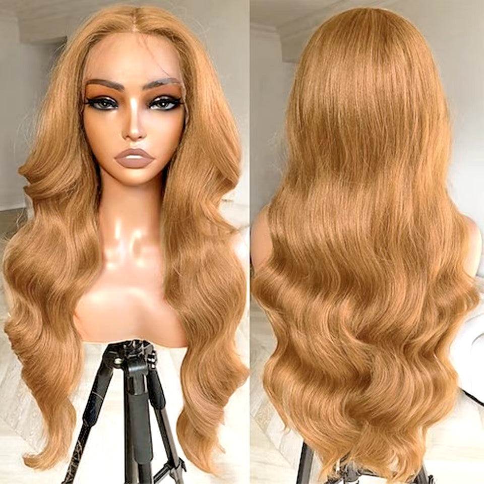 #27 Honey Blonde Lace Front Human Hair Wigs Colored Human Hair Wigs for Women 13X6 HD Body Wave Human Hair Lace Frontal Wigs