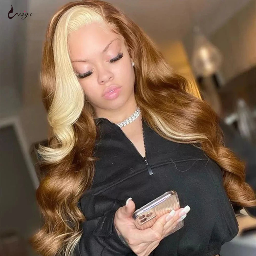 13X4 Colored Human Hair Wigs Orange Ginger Lace Front Wig 613 Blonde Body Wave Lace Front Wig Transparent Lace Frontal Wig