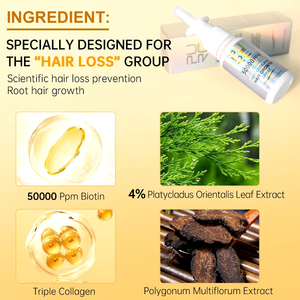 Biotin Hair Growth Products for Men Women Hair Loss Treatment Fast Grow Hair Spray Regrowth Thicken Oil Hair Care