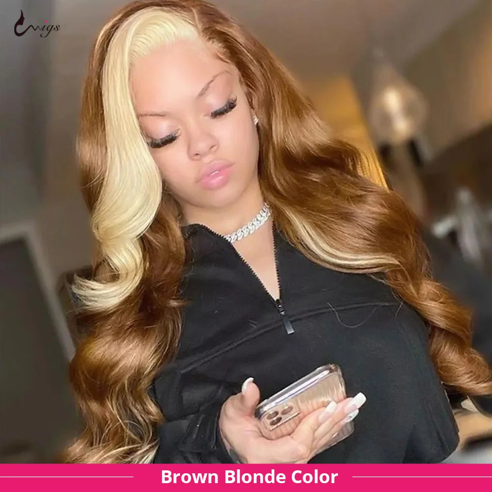 13X4 Colored Human Hair Wigs Orange Ginger Lace Front Wig 613 Blonde Body Wave Lace Front Wig Transparent Lace Frontal Wig