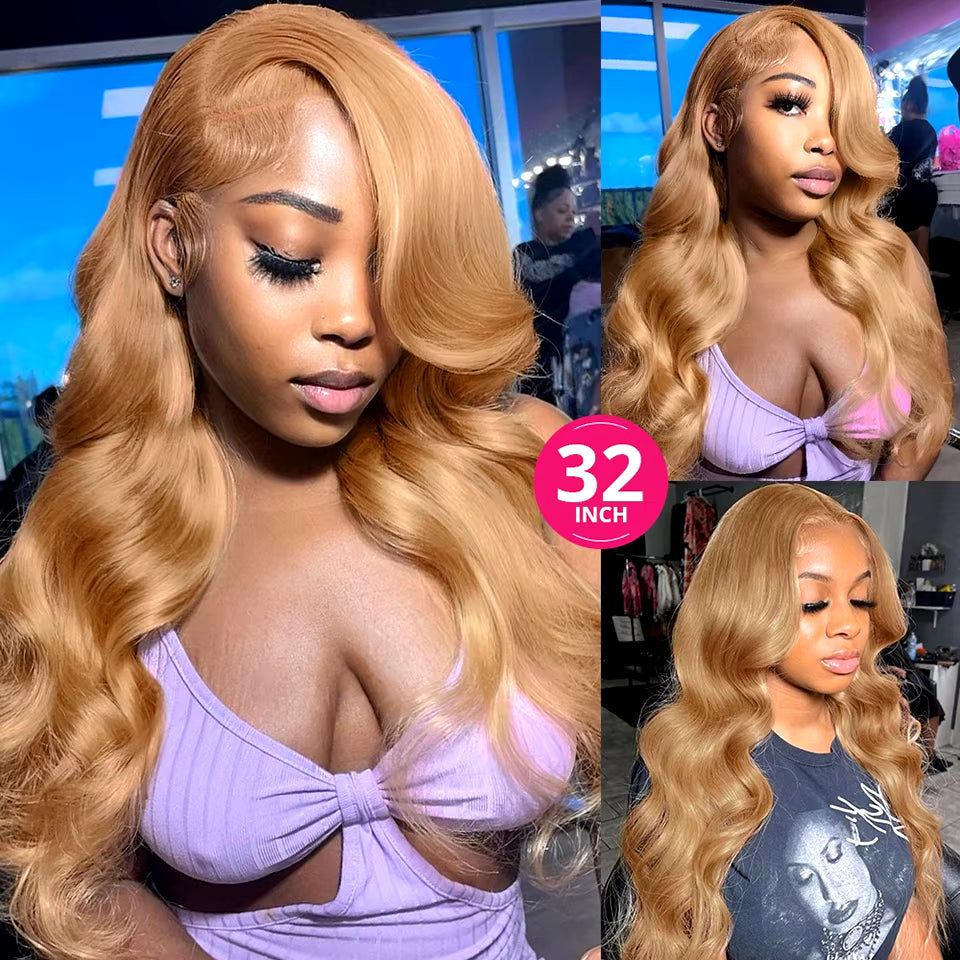 #27 Honey Blonde Lace Front Human Hair Wigs Colored Human Hair Wigs for Women 13X6 HD Body Wave Human Hair Lace Frontal Wigs