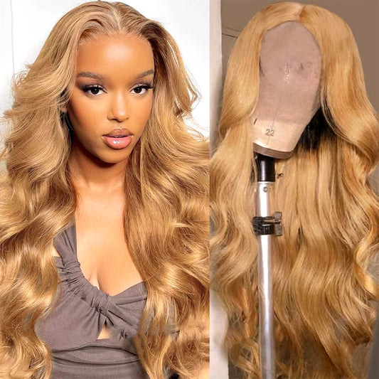 #27 Honey Blonde Lace Front Human Hair Wigs Colored Human Hair Wigs for Women 13X6 HD Body Wave Human Hair Lace Frontal Wigs