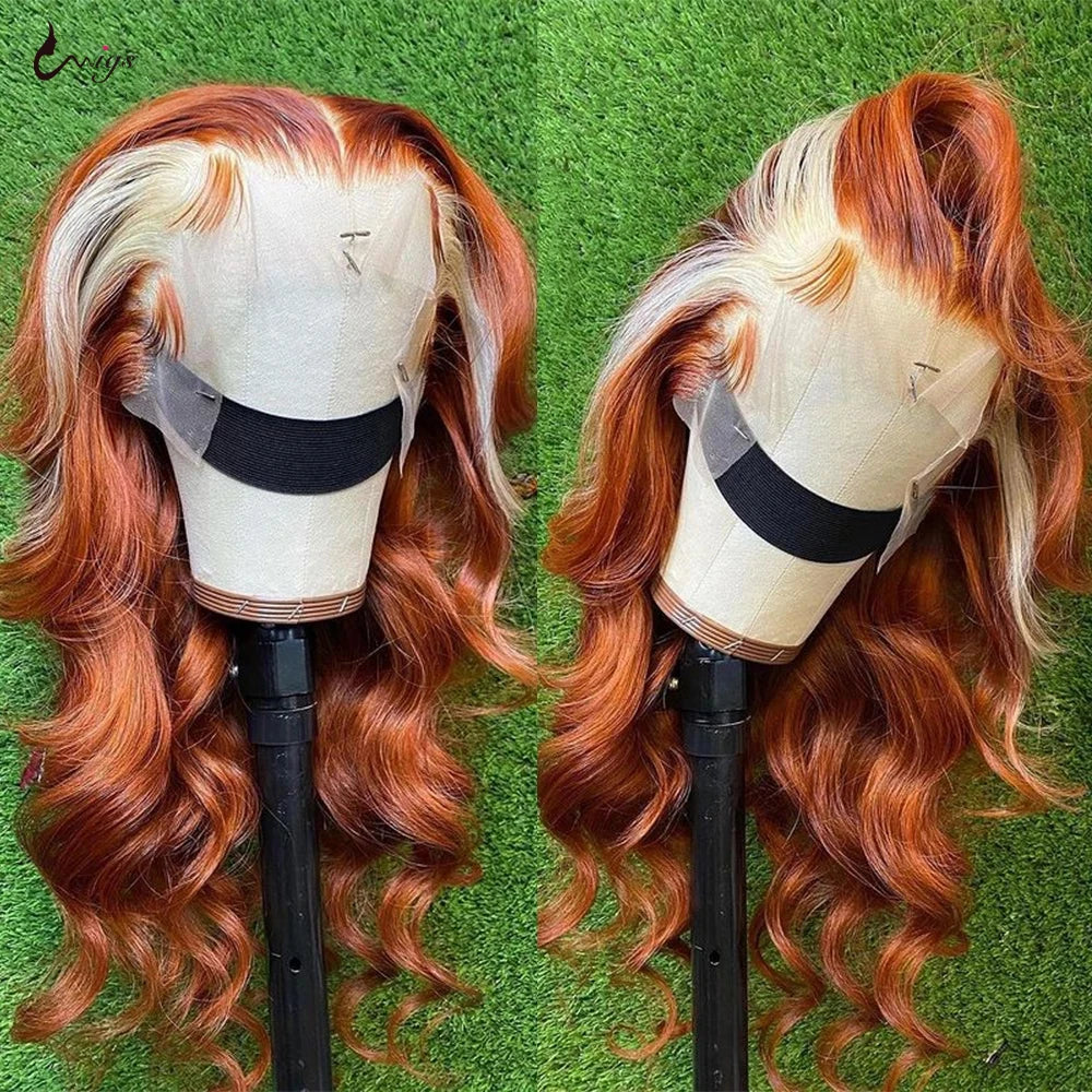 13X4 Colored Human Hair Wigs Orange Ginger Lace Front Wig 613 Blonde Body Wave Lace Front Wig Transparent Lace Frontal Wig