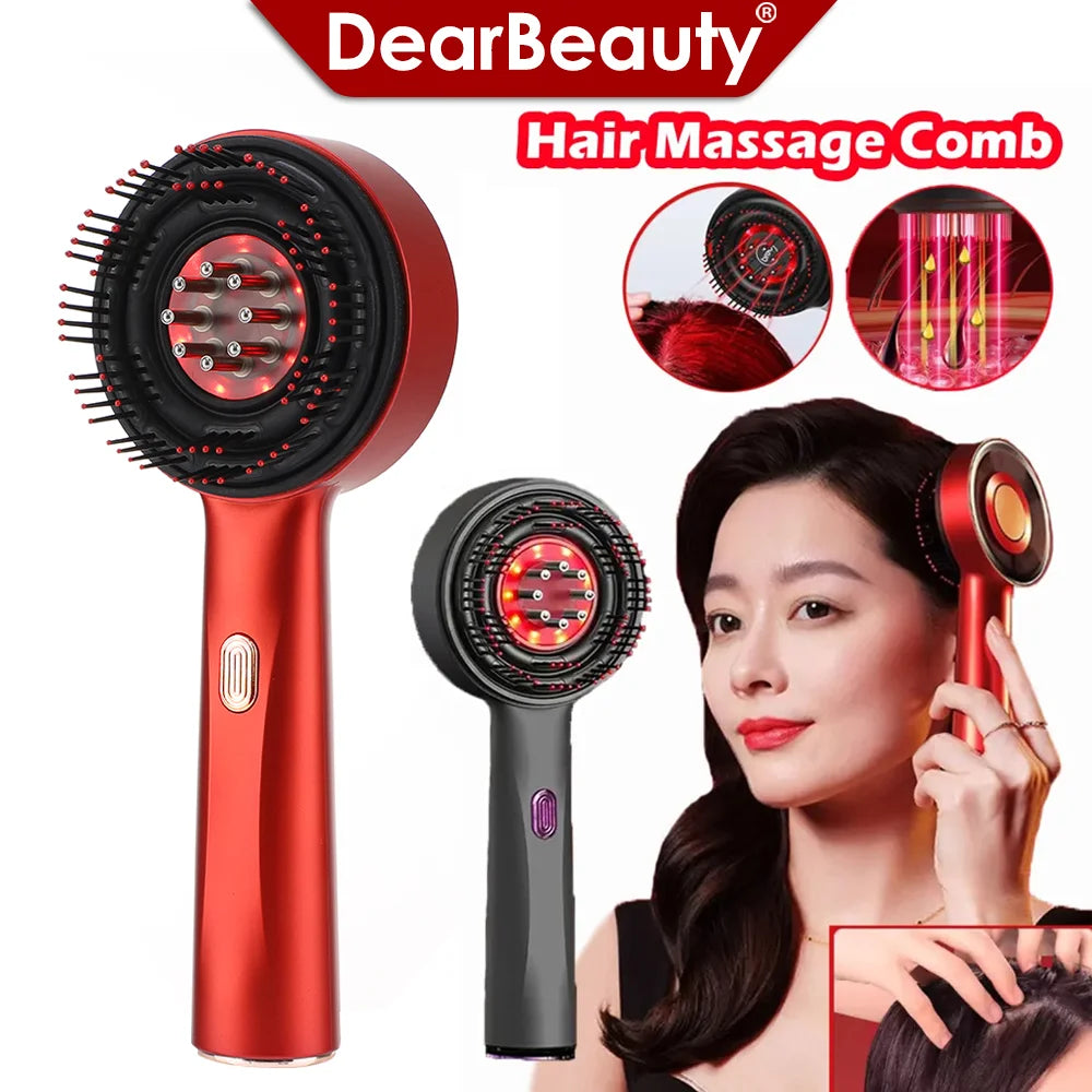 Red Light Scalp Massage Comb 3 Modes Electric Hair Growth Massage Brush Scalp Oil Liquid Applicator Anti-Hair Loss Head Massager